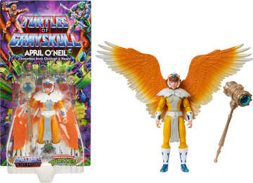 Masters of The Universe Origins Turtles of Grayskull Sorceress April O’Neil Action Figure Toy, 16 Articulations, Wings & Armor, TMNT Motu Crossover