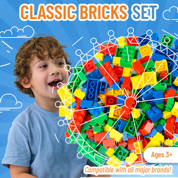 Strictly Briks Building Blocks Starter Kit - Kid Building Toy for Creative Play - Stackable Block Set for Hand-Eye Coordination - Compatible with LEGO