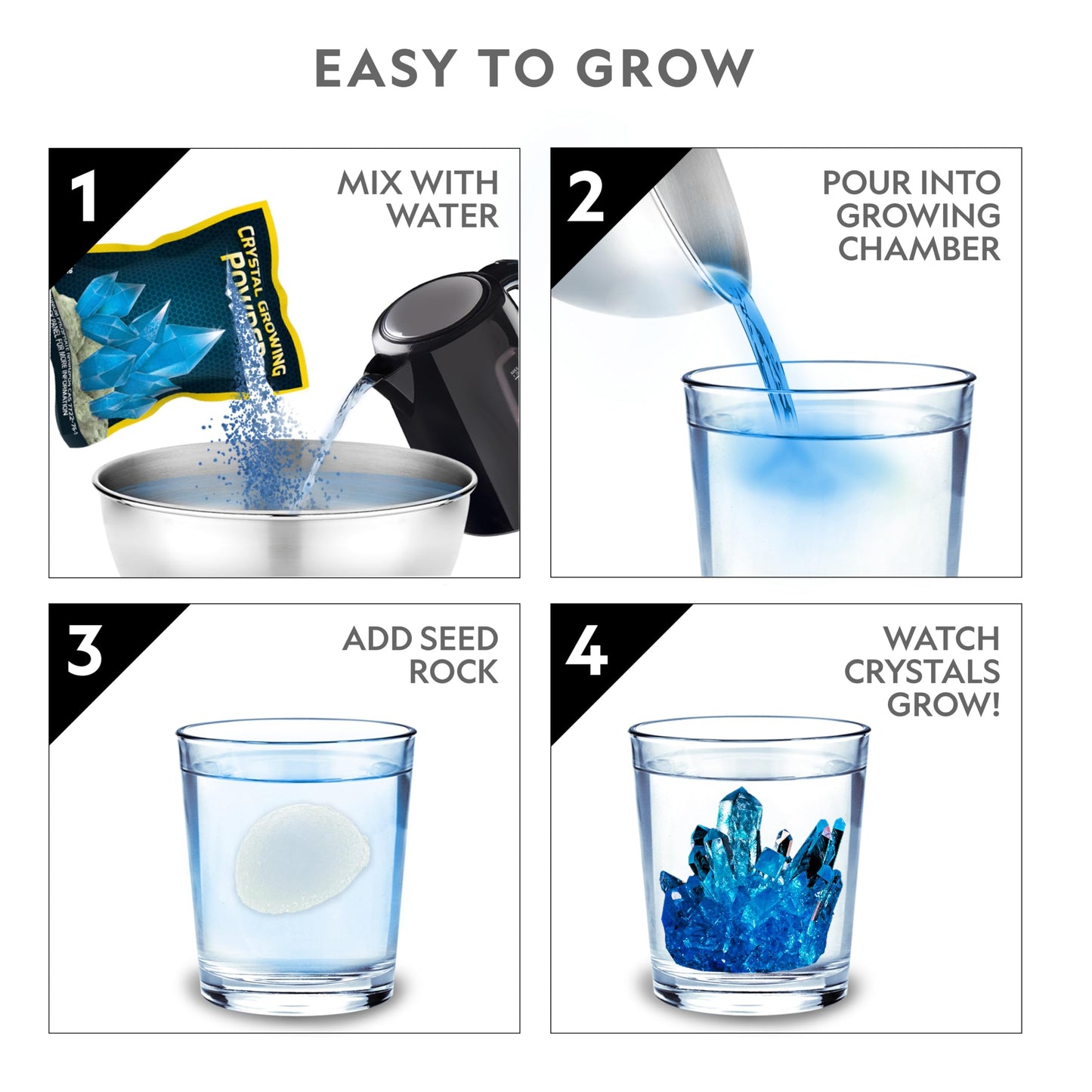 National Geographic Mega Crystal Growing Kit with 6 Crystals for Kids 8-12