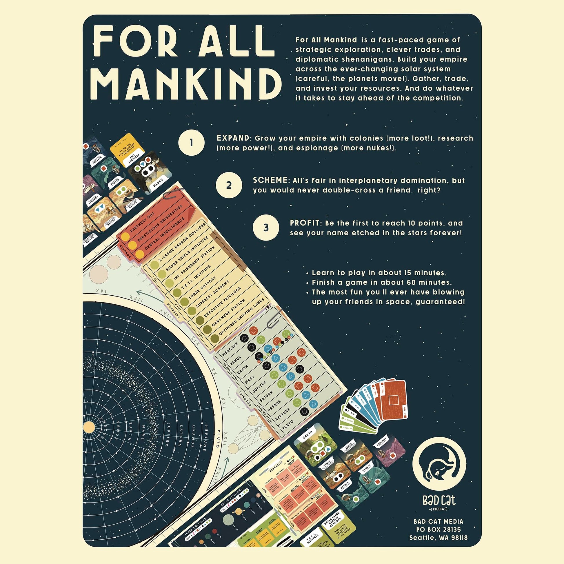 For All Mankind - Board Game -Strategy Game - Space Exploration Game, 1-4 Players, Ages 14 and up
