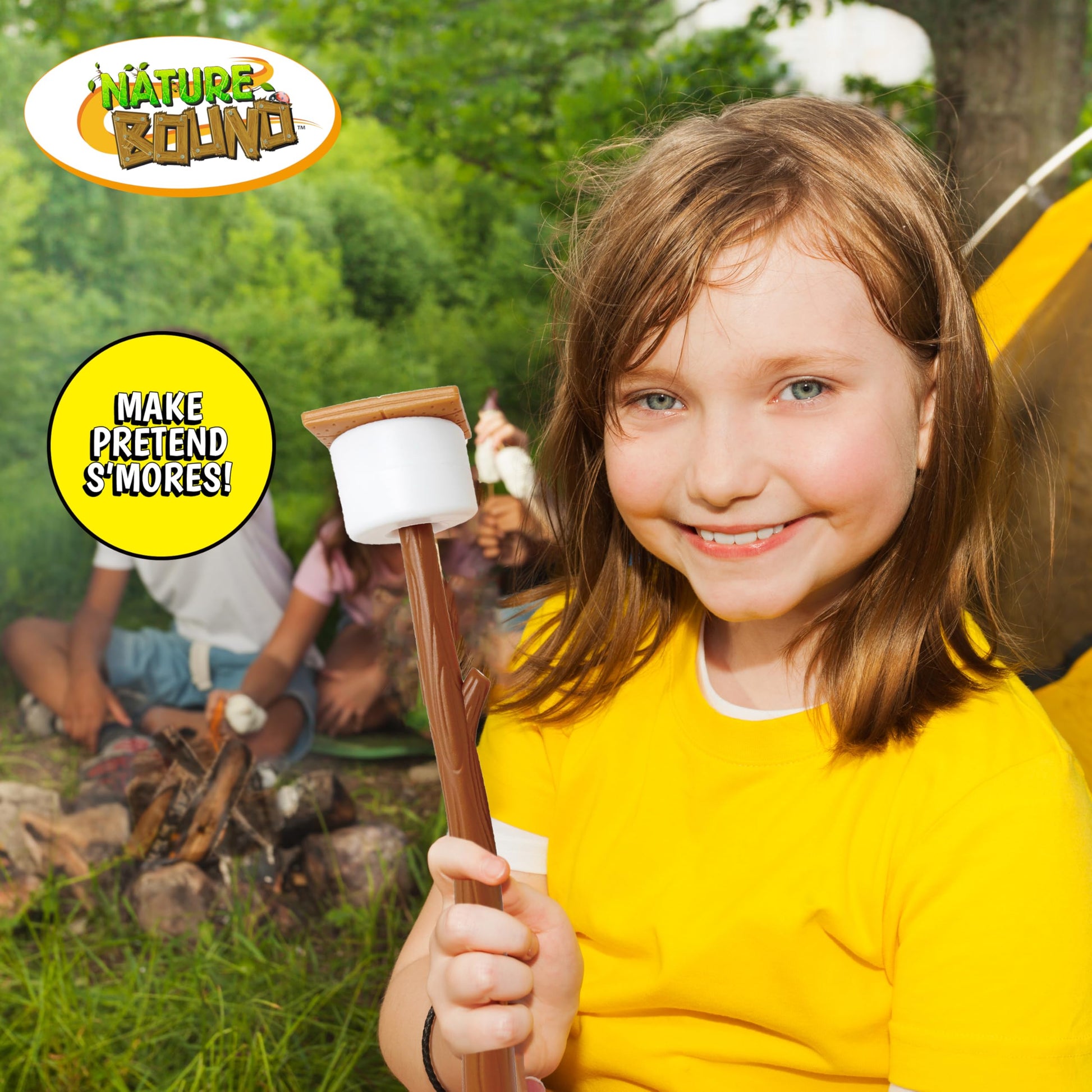Nature Bound Kids Camping Playset - Light-Up Campfire Toy Set for Indoor and Outdoor Adventures - Pretend S’Mores, Lantern, and Camping Accessories