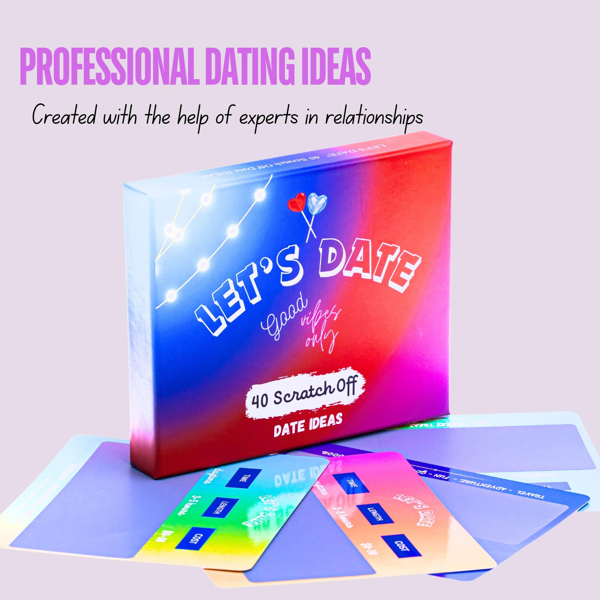 LET'S DATE Date Night Ideas for Couples I Romantic & Fun 40 Scratch Off Cards Games I Valentines Day Gift I Wedding Anniversarry, Engagement, Bridal