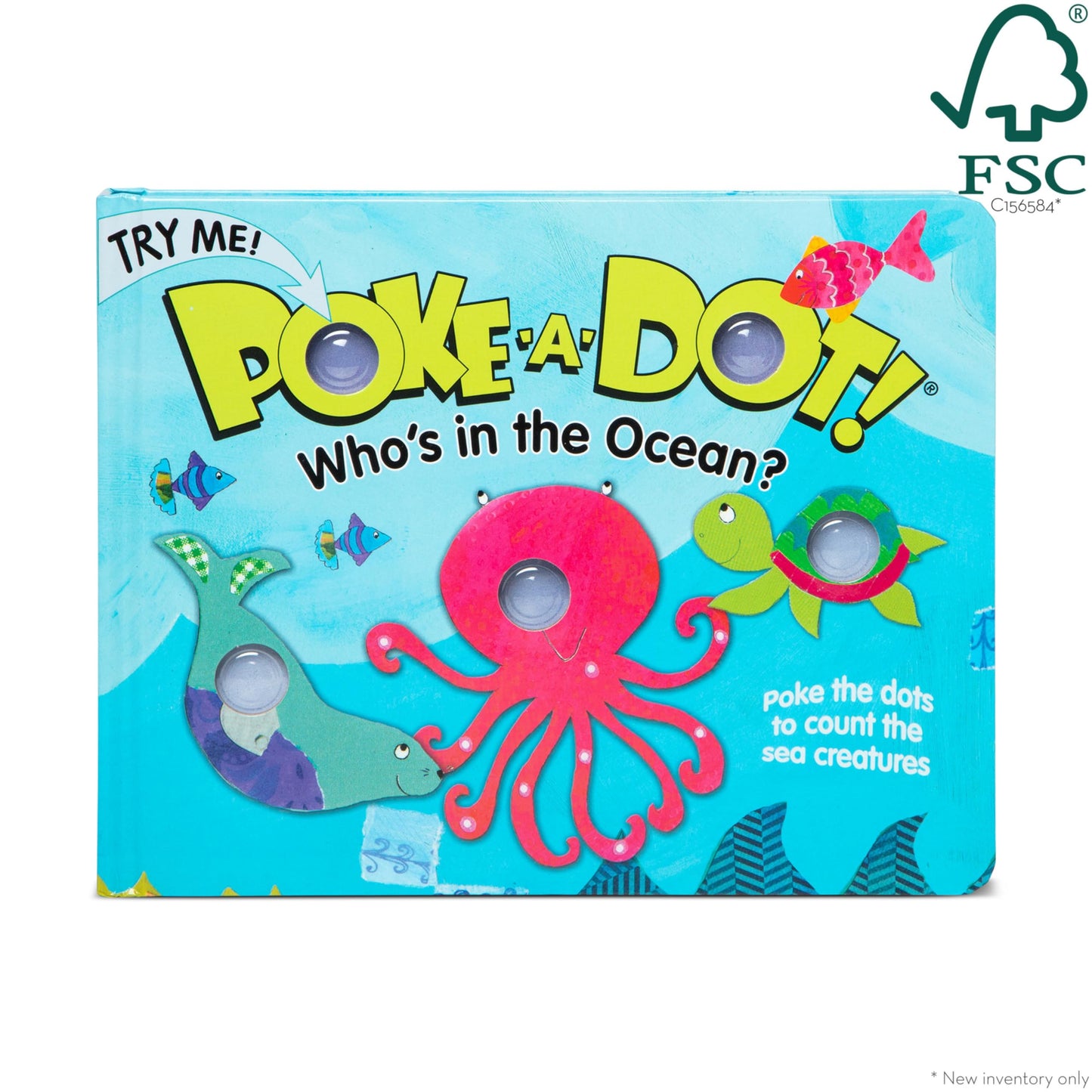 Melissa & Doug Poke-a-Dot! Who’s in the Ocean? Interactive Children's Board Book with Buttons to Pop, Educational Sensory Toy for Toddlers &