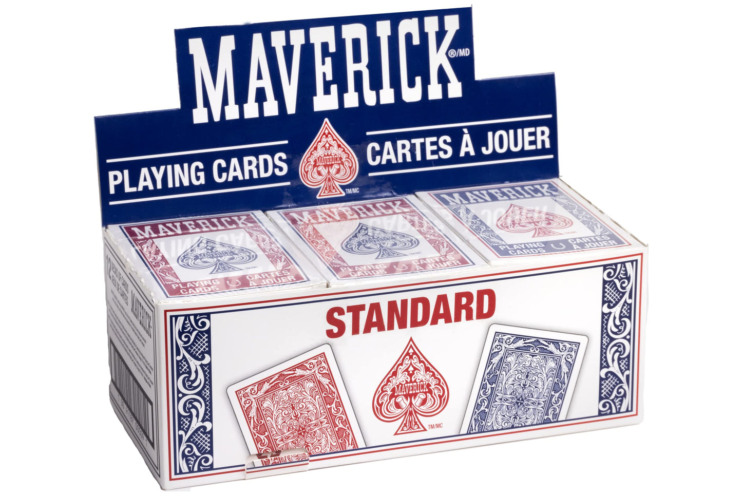 Maverick Playing Cards 48 Pack, Standard Index, Red and Blue Decks, Bulk Playing Cards for Poker, Card Games, and Family Game Night