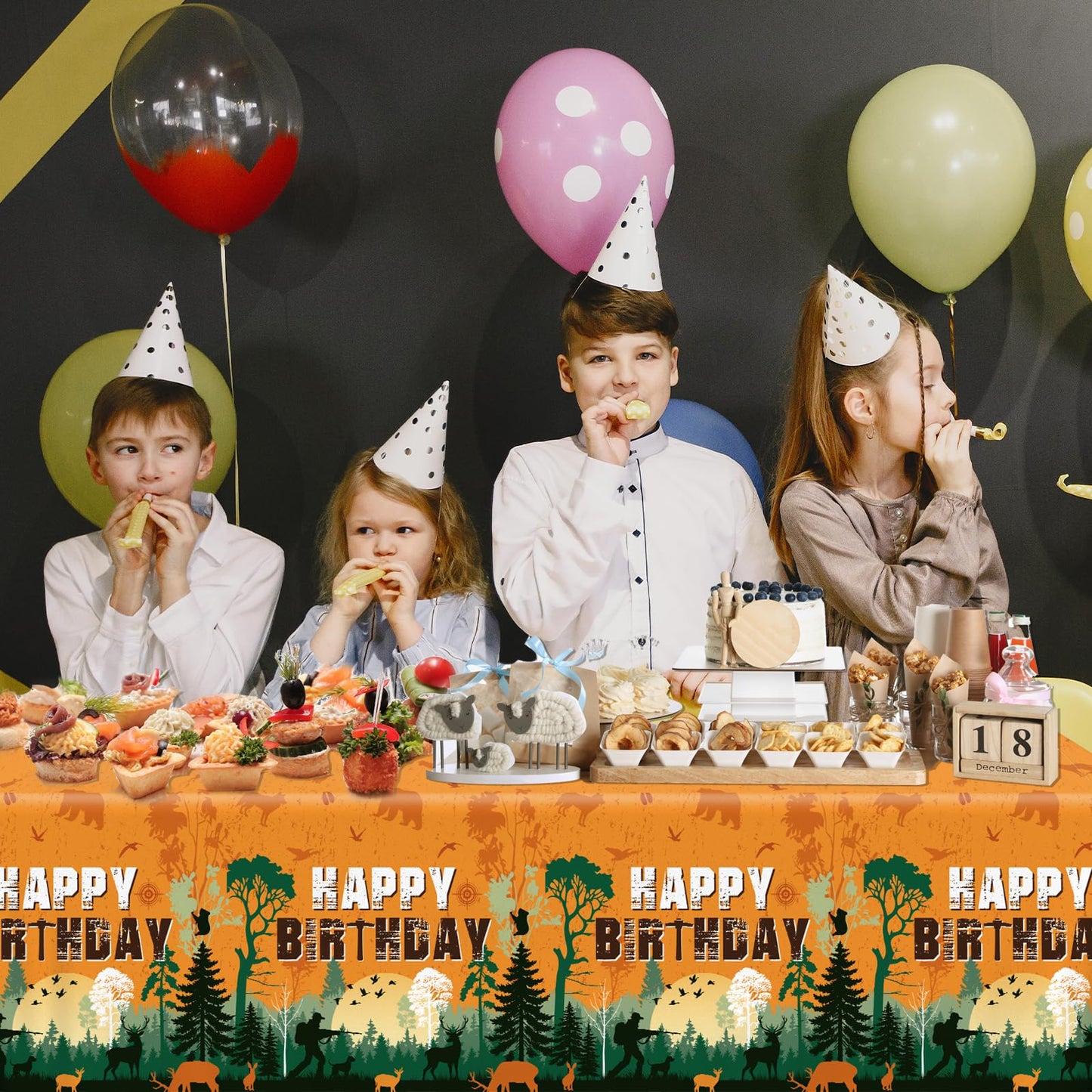 pugipien Hunting Birthday Party Decorations Happy Birthday Tablecloths for Boys Oh Deer Hunting Party Table Cover Camo Hunting Decor for Gone Hunting