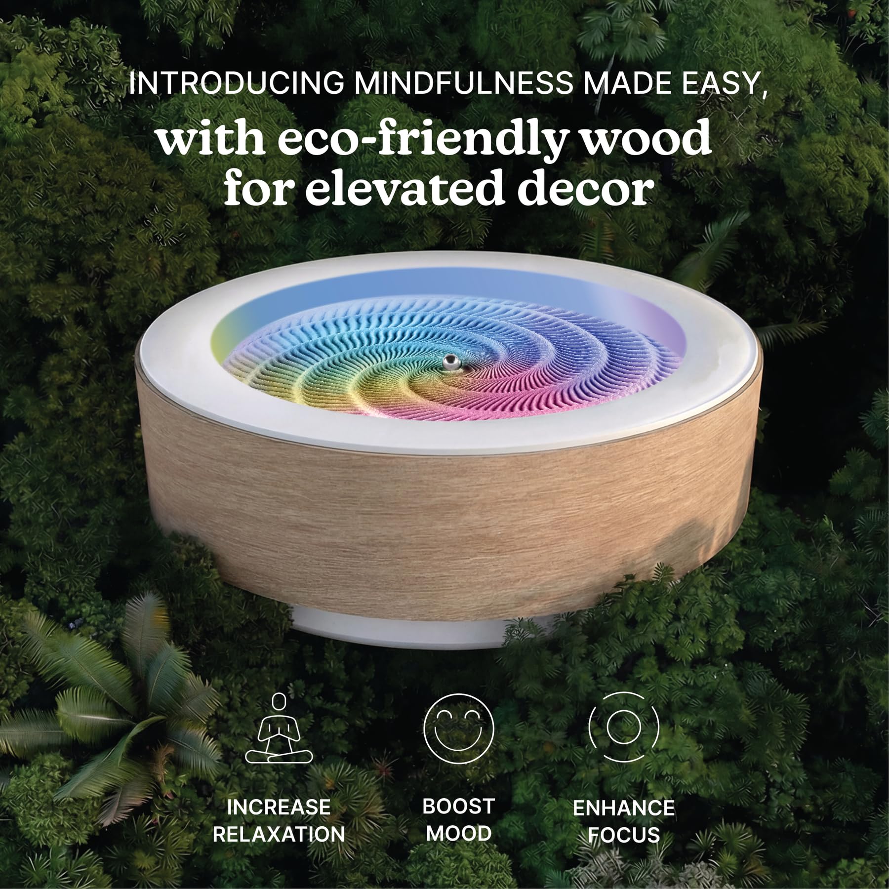 Homedics Drift 10” Wood Sand Table Zen Stress Relief (White Ash)