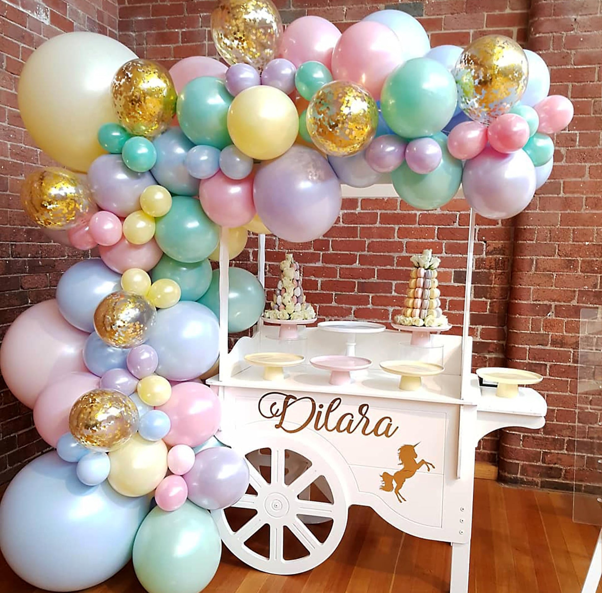 105pcs Pastel Balloons Arch Garland Kit 5" 10" 12" 18 inch Macaron Color Pastel Balloon Different Sizes and Gold Confetti Balloon Set for Easter