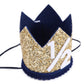 WAHAWU Navy Blue Half Birthday Party Crown - 1/2 Golden Birthday Party Hat, Happy Birthday Crown for Kids, Party Photo Prop, Party Decorations