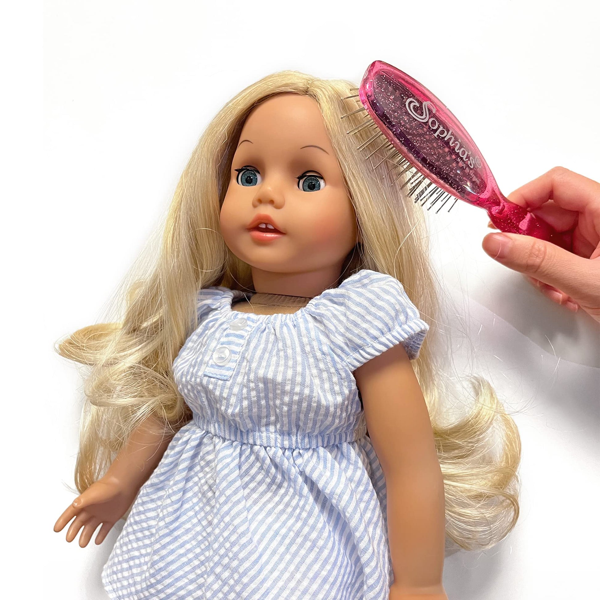 Sophia's 18" Glittery Hot Pink Doll Hairbrush, Ideal for Wig-Like Hair