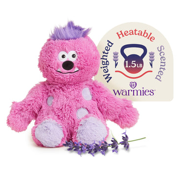 warmies Microwavable & Weighted Stuffed Animals, Pink Monster - Heated Stuffed Animal Plushie for Warmth & Comfort - Cute Soft Plush Toys for Adults