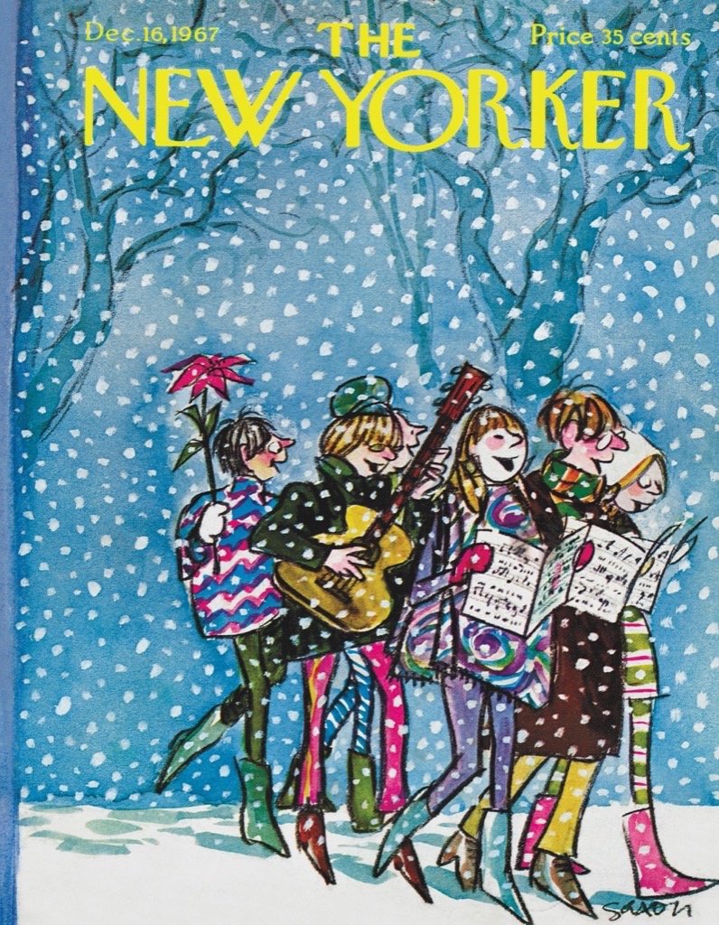 New York Puzzle Company - New Yorker Caroling Mini - 100 Piece Jigsaw Puzzle for Adults by Charles Saxon