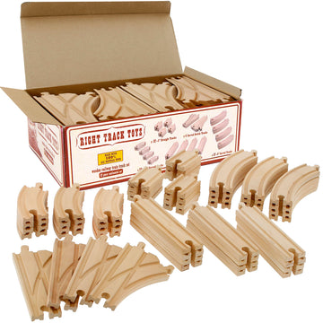 Wooden Train Track 52 Piece Set-18 Feet Of Track Expansion - 5 Distinct Pieces - 100% Compatible with All Major Brands Including Thomas Wooden Railway
