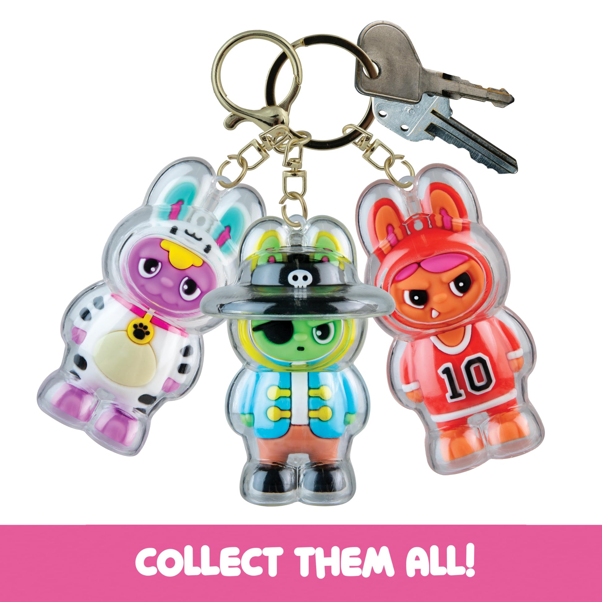 ORB Cuties Keychain Charms Assorted Blind Box Series 2-1 Individual Bubble Keychain Toy - Collectible Themed Animal Figure Charms for Backpacks, Keys