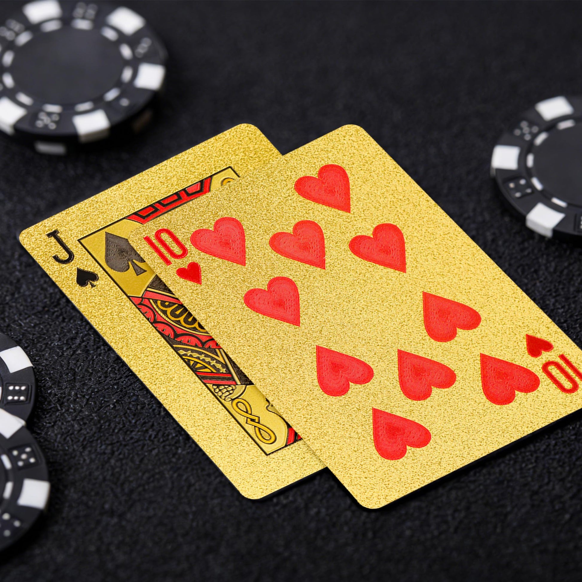 Gold Playing Cards, Plastic Playing Cards Waterproof, Deck of Cards, Standard Playing Card for Adults, Cool Premium Poker Card Set for Family Game