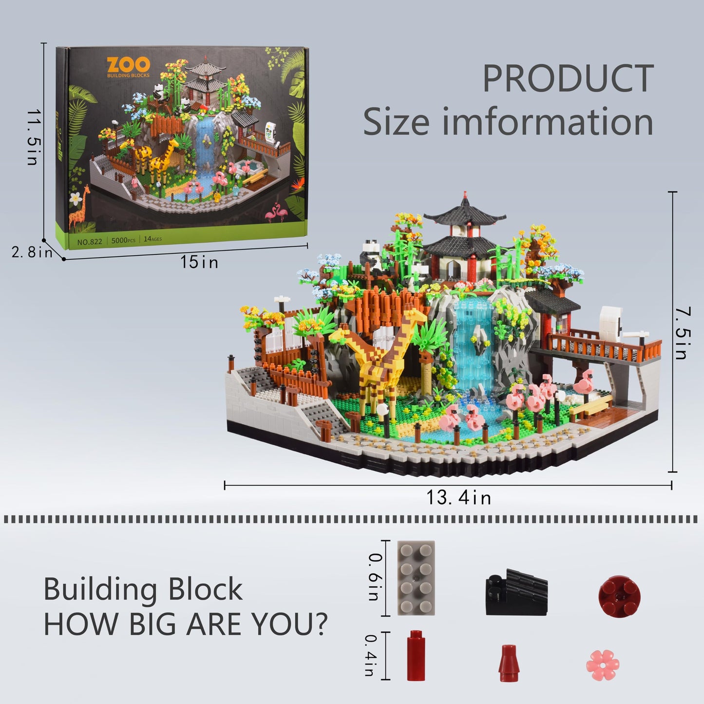 TEXXXIAN Zoo Micro Mini Bricks Desert Building Blocks,Creative Ideals Zoological Park Architecture Toy Present Model for Adults and Kids Age of 14+