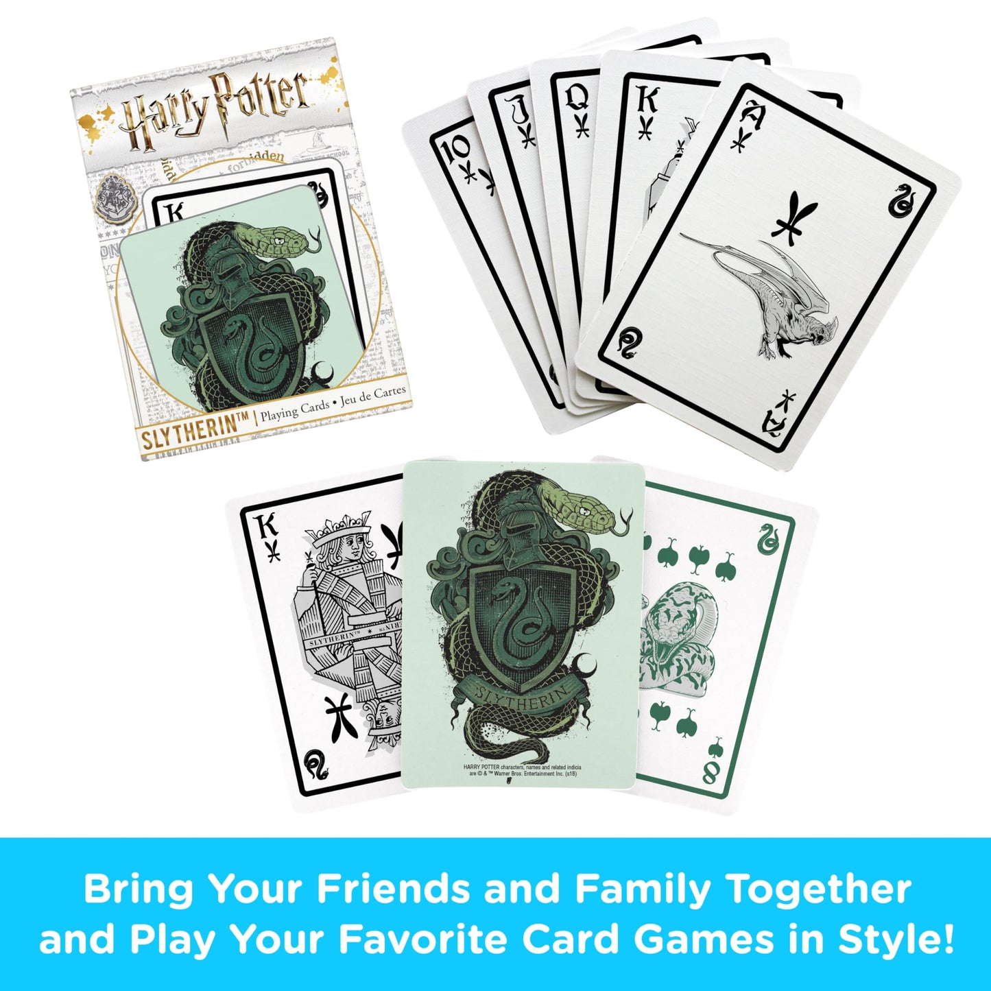 Aquarius Harry Potter Playing Cards - Slytherin Themed Deck of Cards for Your Favorite Card Games - Officially Licensed Harry Potter Merchandise