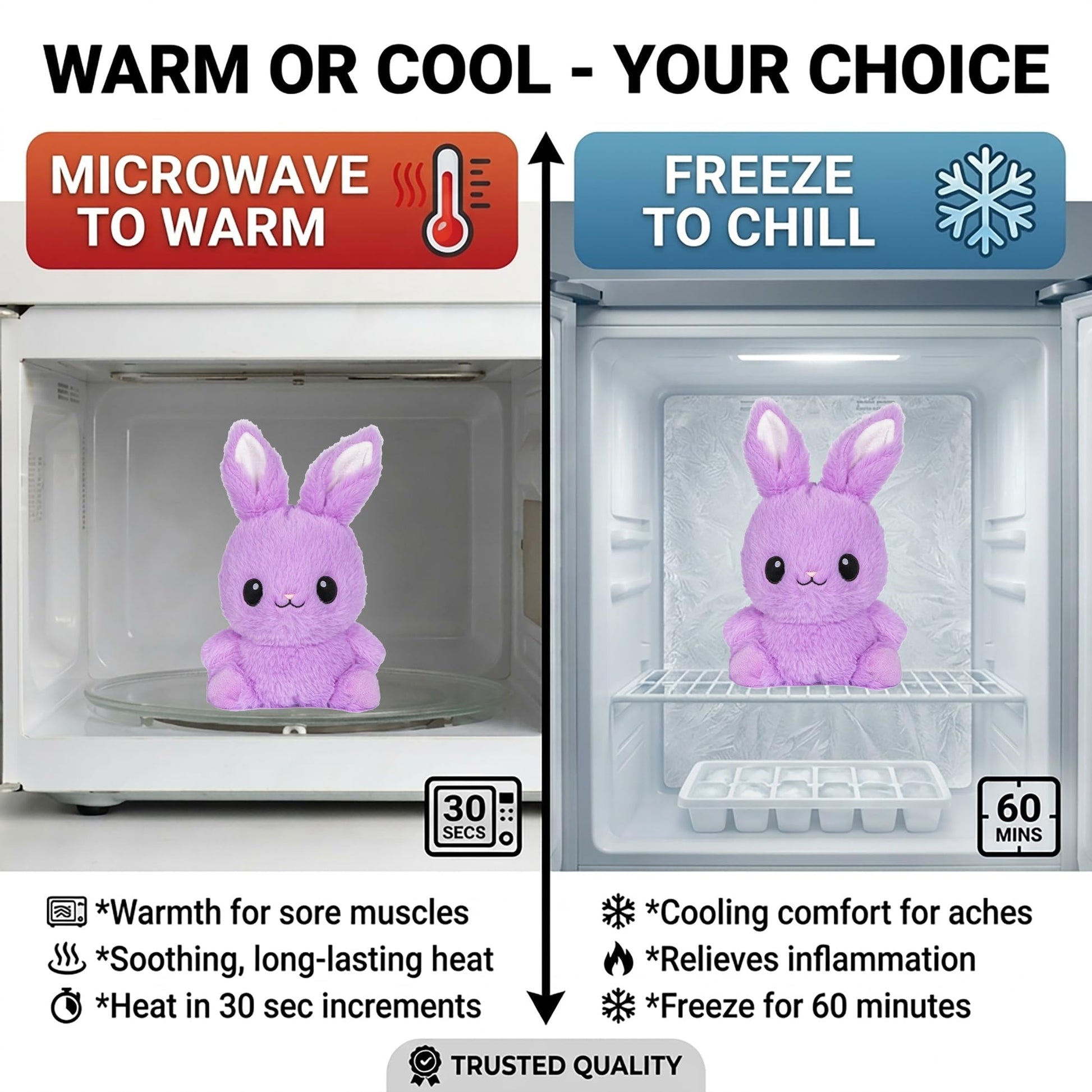 Boppsy Bunny Microwavable Easter Stuffed Animal, Weighted Heatable and Coolable Lavender Scented Plush for Kids and Adults, 1.5 lb, Warm Pals