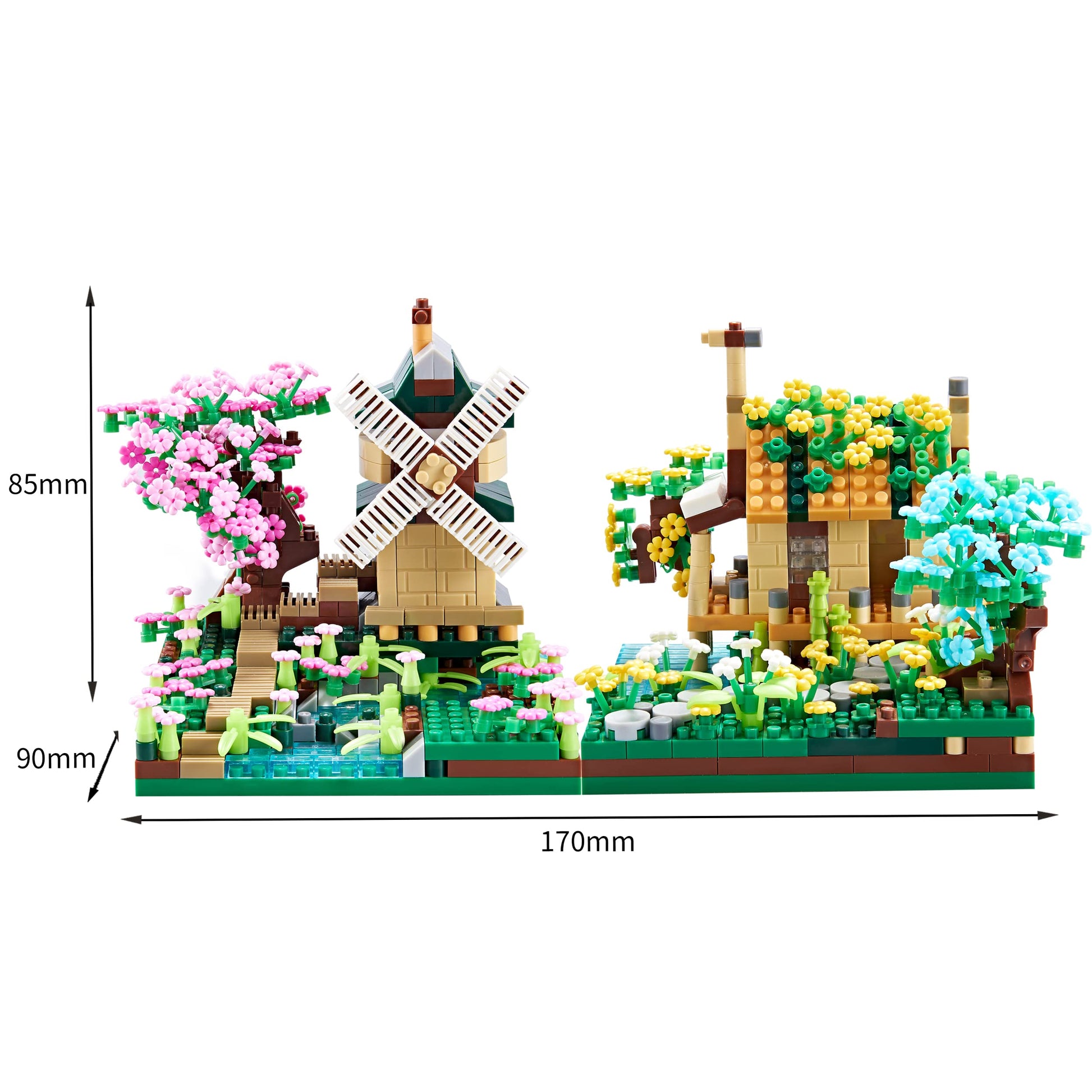 Kadablk Sakura Tree House Plant Micro Block Building Set,Friendship Windmill Model Construction Set,1200 PCS for Adults and Teens