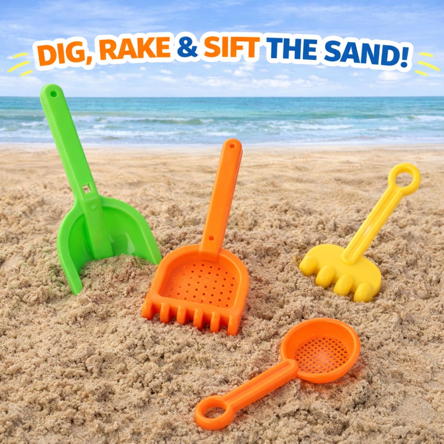 Liberty Imports Double Sand & Water Wheel Tower Beach Toy Set w/Built-in Funnel, Sieve, Bucket, Shovel, Rake, Animal Molds for Kids, Toddlers Play