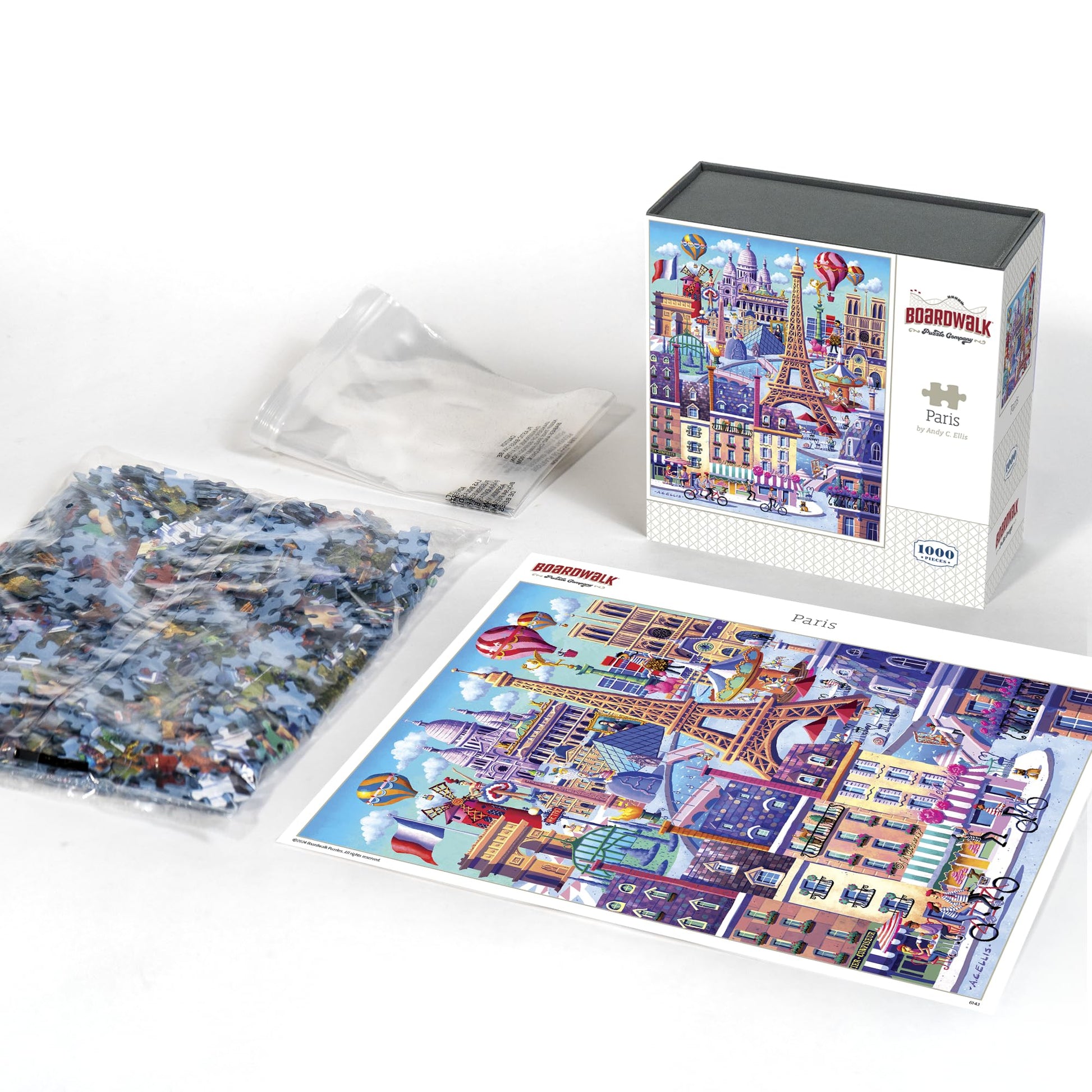 Boardwalk Paris 1000 Piece Jigsaw Puzzle Fun France Landmarks Puzzles with Premium Box, Gift for Adults and Family 19"x26"