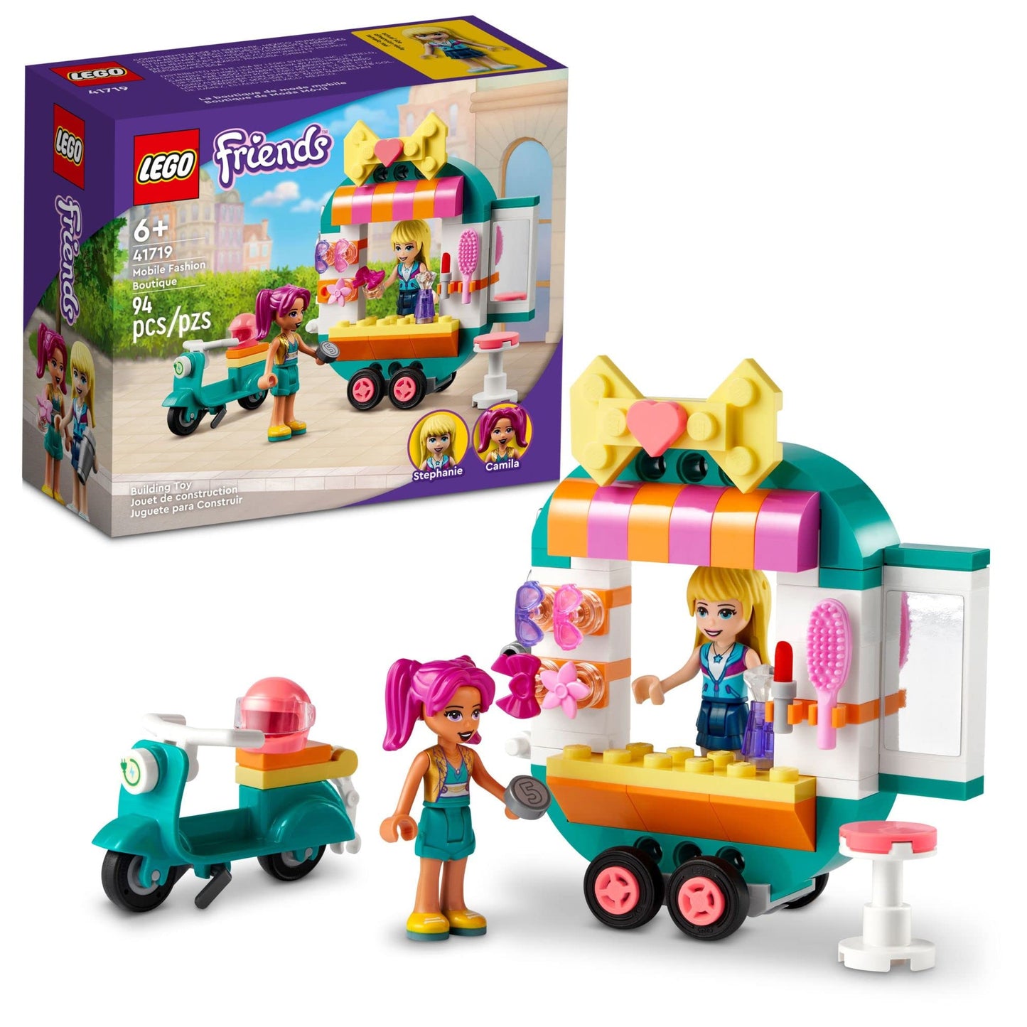 LEGO Friends Mobile Fashion Boutique Shop and Hair Salon Playset 41719, Creative Toy for Kids, Girls and Boys 6 Plus Years Old with Stephanie