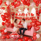 MAJUSTA Anniversary Decorations-Valentines Day Balloons with Heart Balloons,Happy Anniversary Banner,I love you balloons,Heart Hanging String,Red Rose