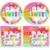 40Pcs Candyland Party Decorations Candy Paper Plates & Napkins, for Candy Land Birthday Party Decorations & Lollipop Themed Tableware Set Sweet