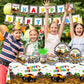 Dydamud Monster Truck Party Supplies,Monster Machine Happy Birthday Checkered Tableware Sets Include Monster Trucks Theme Party Paper Plate Napkins