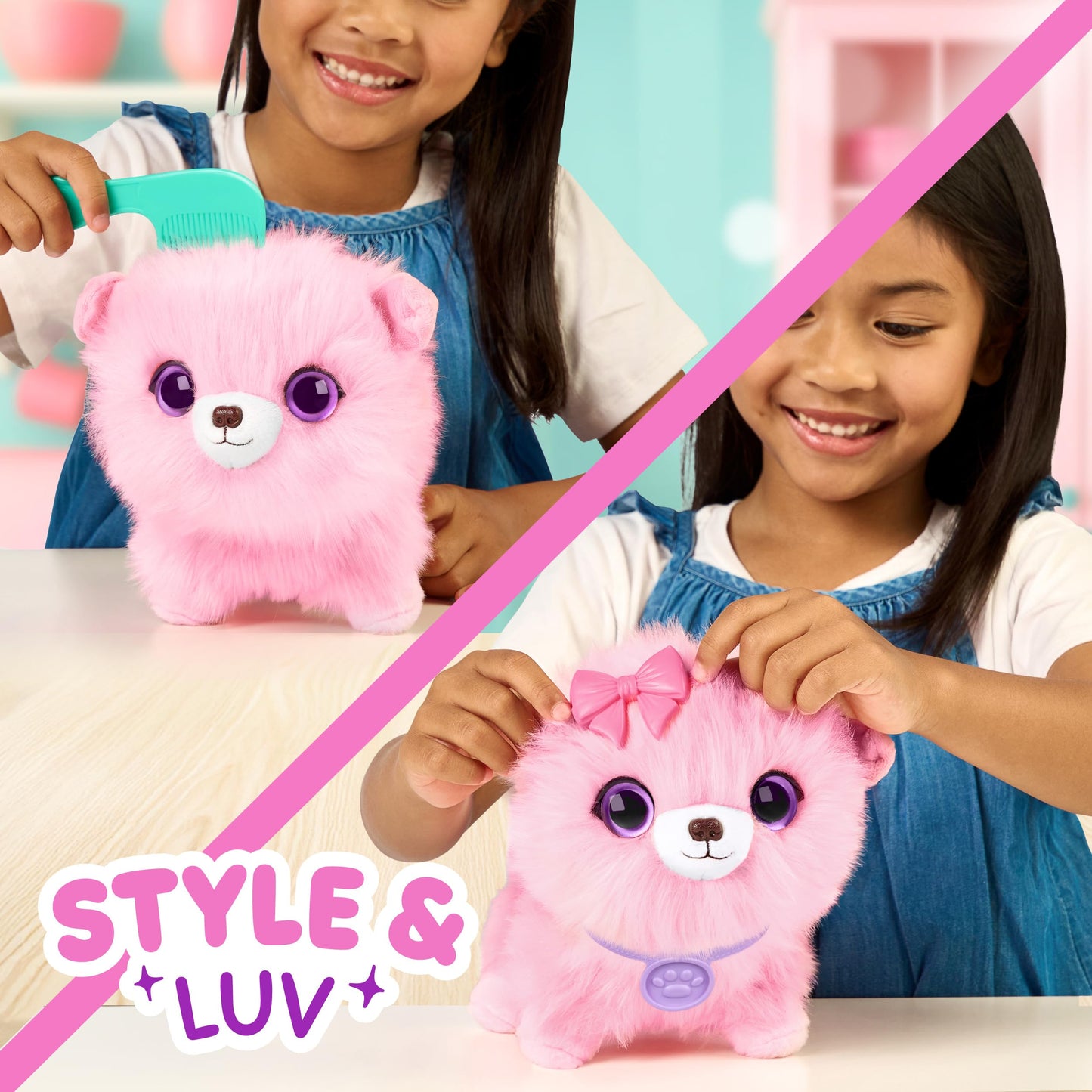 ScruffaLuvs Pink Surprise Pet, Mystery Plush Toy, Wash to Reveal