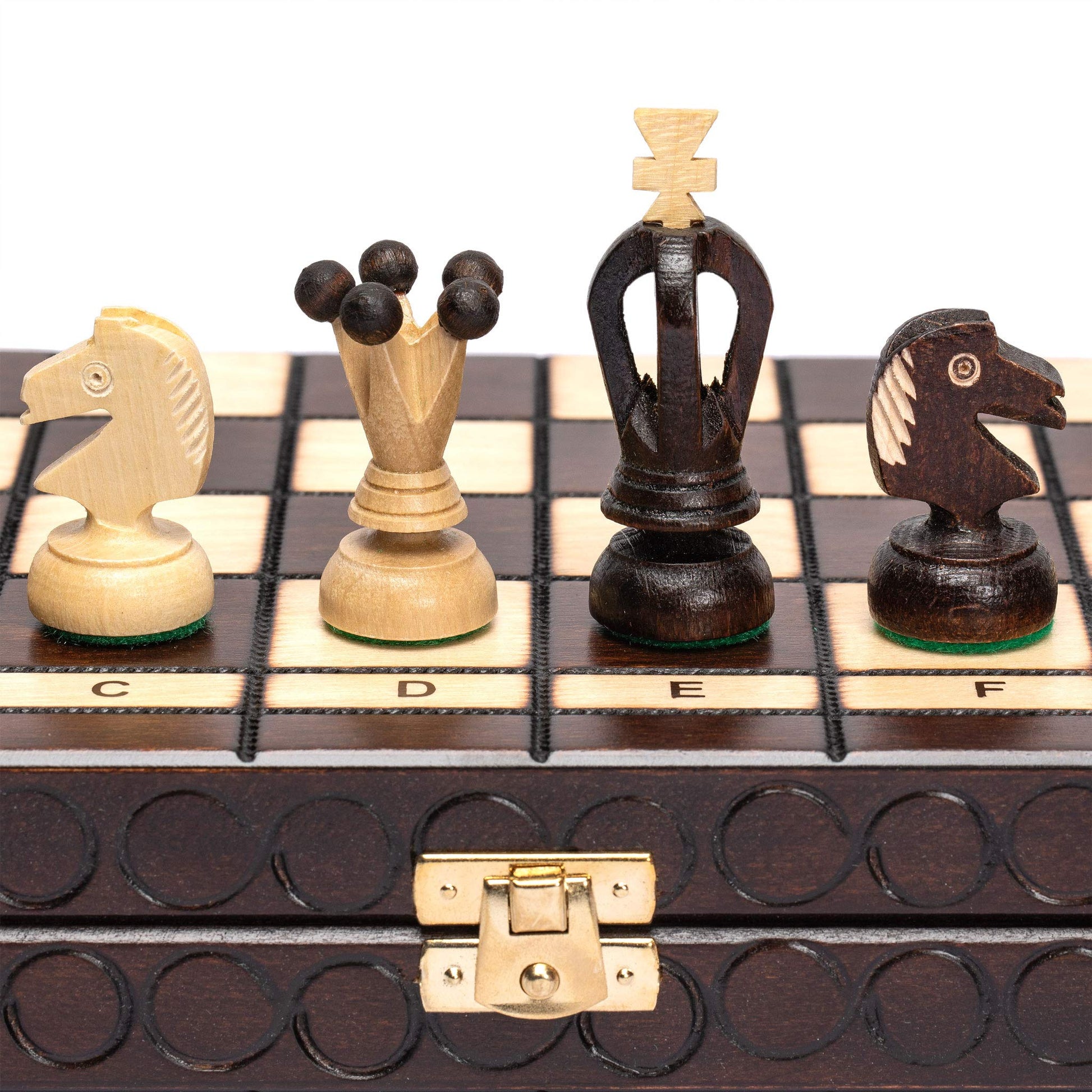 Husaria European International Chess Wooden Game Set, King's Classic - 13.8 Inches Medium Size Chess Set with Handcrafted Chessmen and Felted Folding