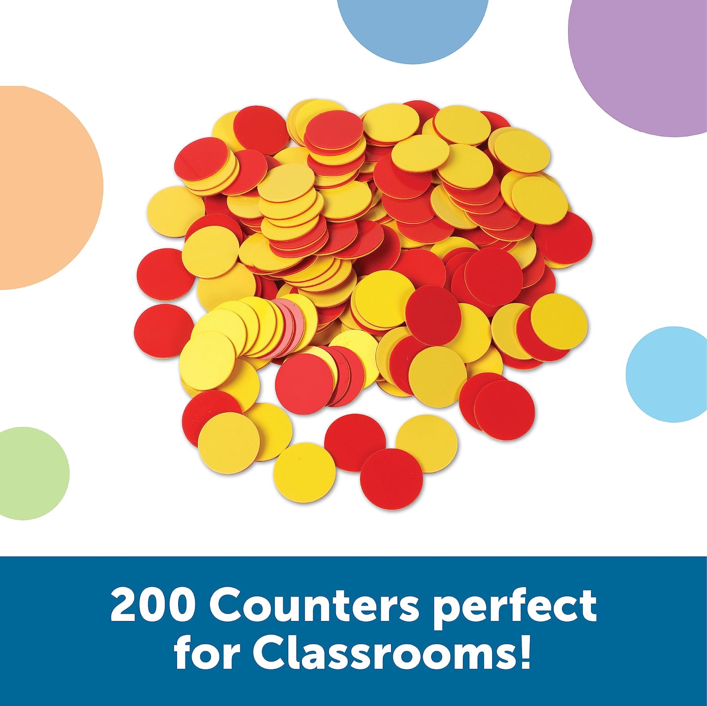 Learning Resources Two-Color Counters, Red/Yellow, Educational Counting, Sorting, and Patterning, Family Counters, Set of 200, Grades K+, Ages 5+