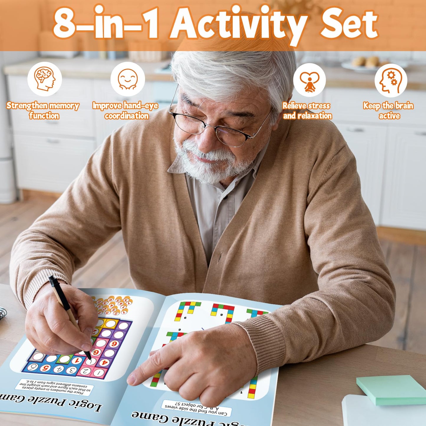 Elfew 4 Pack Activity Book for Adults, 150+ Brain Games, Puzzles Books for Adults, Teens and Seniors, Activities for Adults, Memory Games Includes