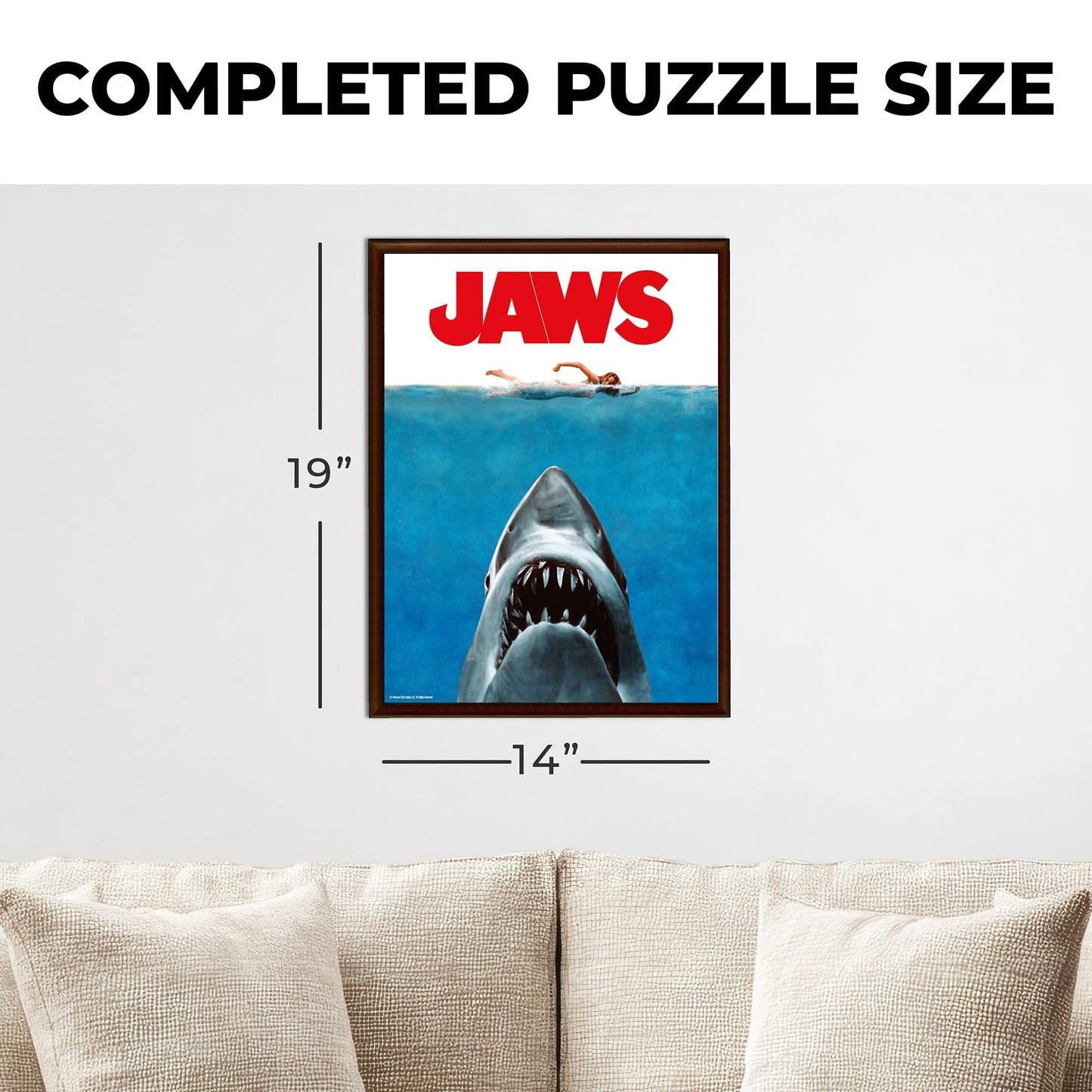 Aquarius Jaws 500 Piece Jigsaw Puzzle for Adults - Jaws One Sheet Movie Shark Puzzles Merchandise 14"x19" Collectible Gift