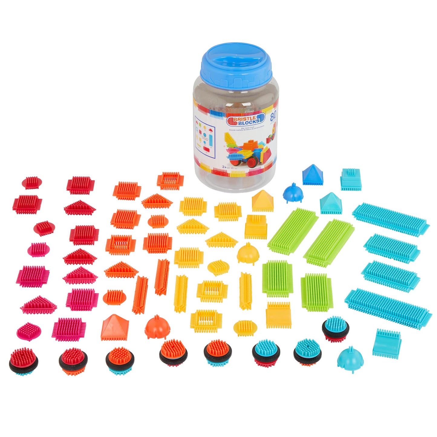 Battat - Bristle Blocks - STEM Interlocking Building Blocks - 80 Pieces Playset - Reusable Storage Bucket - Developmental Toys for Toddlers & Kids
