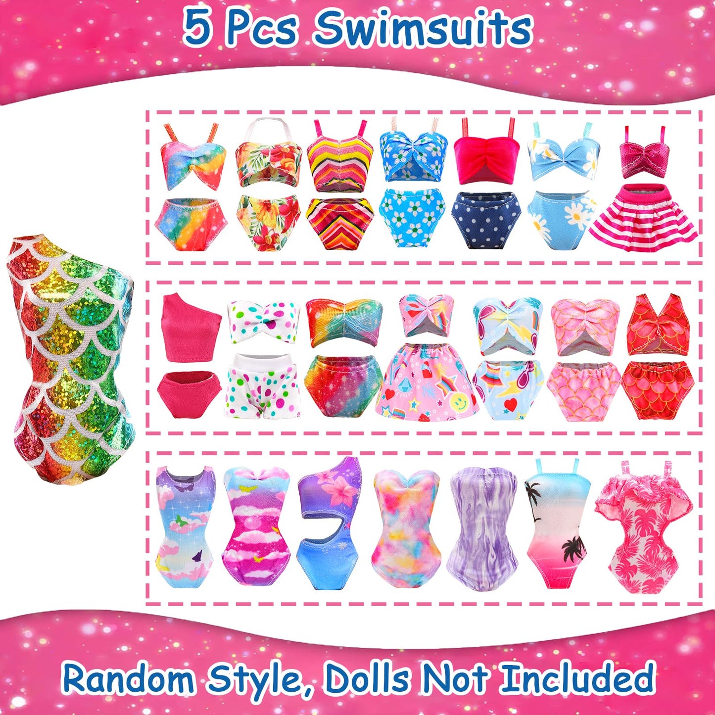 BARWA 5 Sets Swimwear Swimsuit Beach Bikini Bathing Clothes with Shoes for 11.5 Inch Doll…