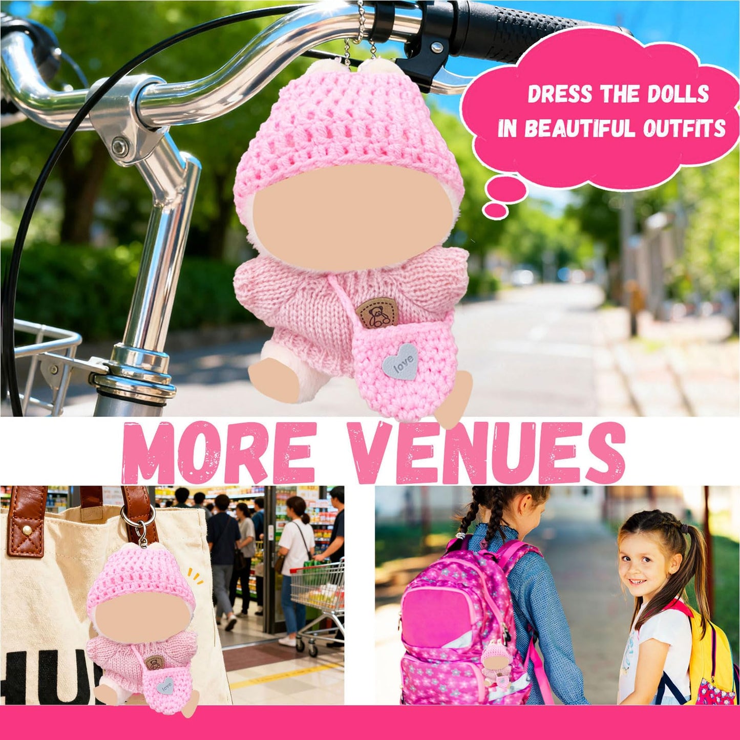 Dolls Clothes and Accessories Suitable for 5.91-6.7inch (15-17cm) Dolls,Dress up Your Doll with Cute and Fashionable Outfits (Pink)
