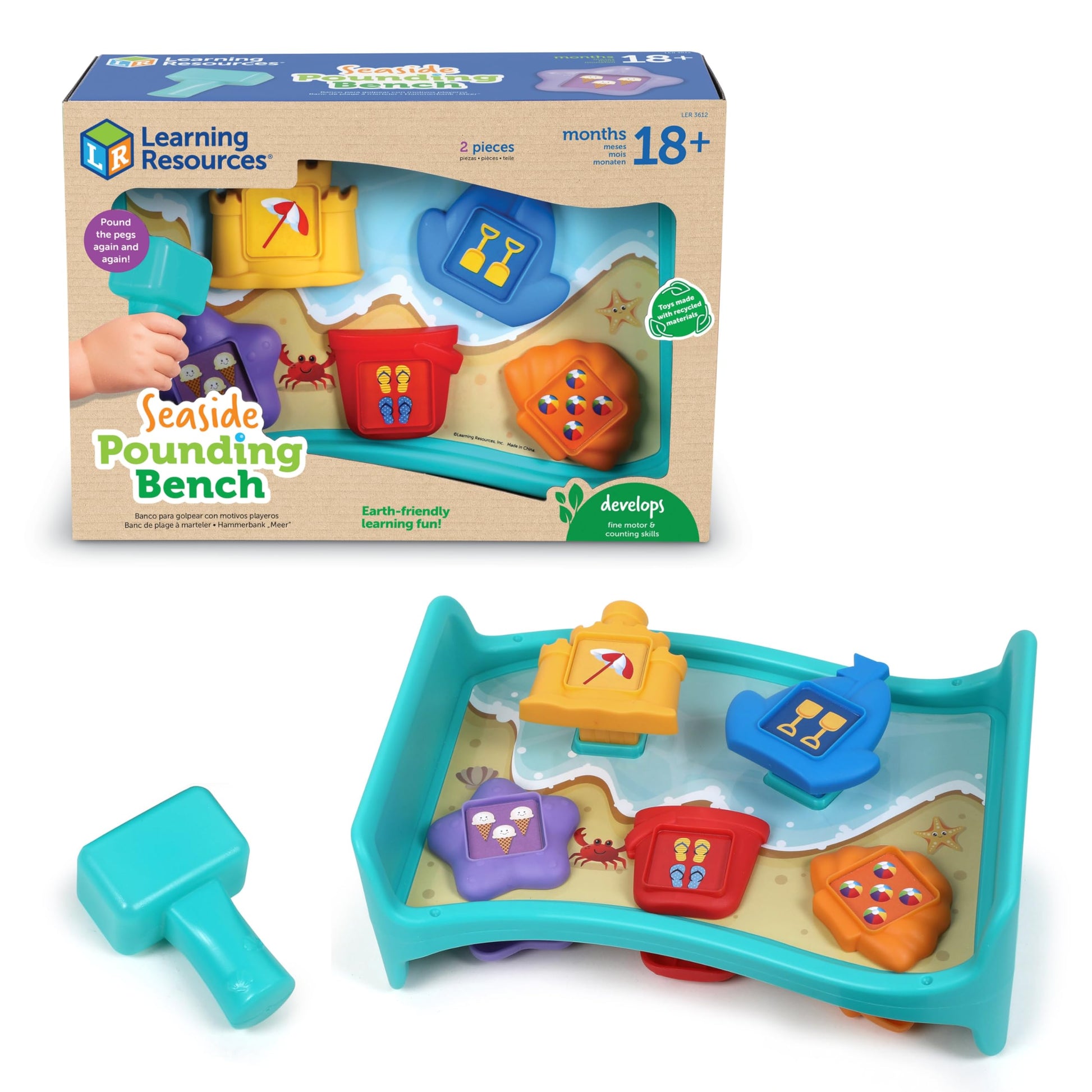 Learning Resources Seaside Pounding Bench, Seaside Game, Preschool Toddler Activities, Shape Sorter, Fine Motor Toys, Kids Hammer