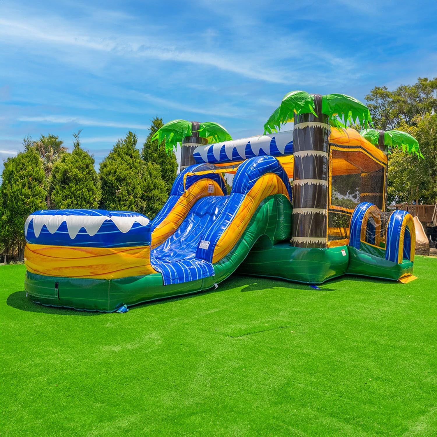 XJUMP 26ft Tropical Castle Rental Grade 15oz PVC Bouncer Slide with Pool
