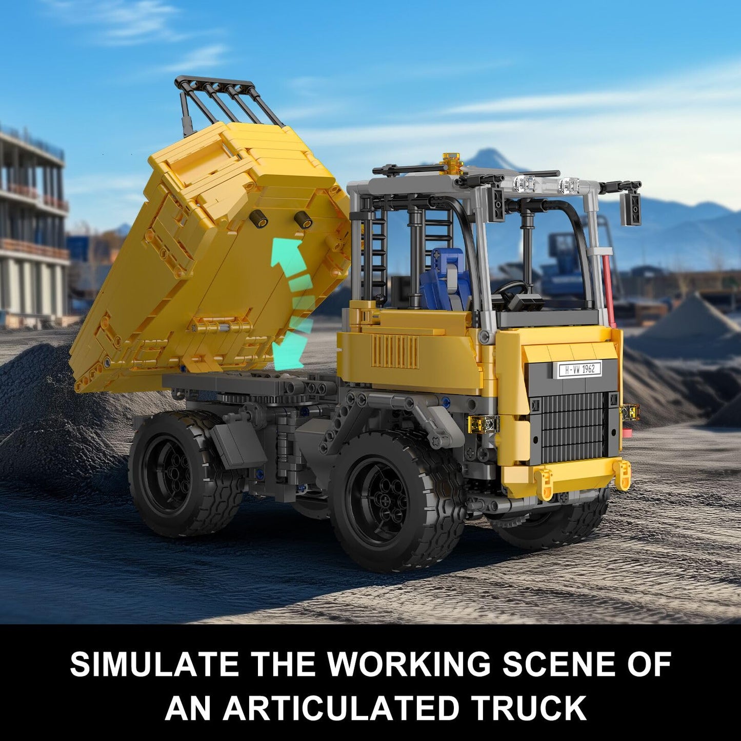 Mould King 17092 Articulated Dump Truck Building Set, Engineering Vehicle with Battery and Remote Control, Collectible Set for Adults (1230 Pieces)
