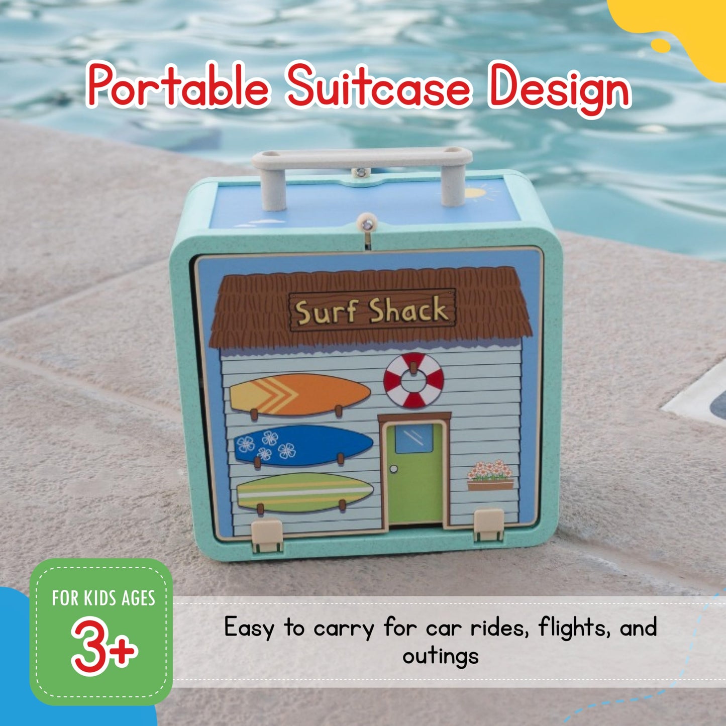 Jack Rabbit Creations Beach Suitcase Playset - 17 Wooden Toys - Ages 3+