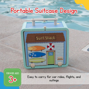 Jack Rabbit Creations Beach Suitcase Playset - 17 Wooden Toys - Ages 3+