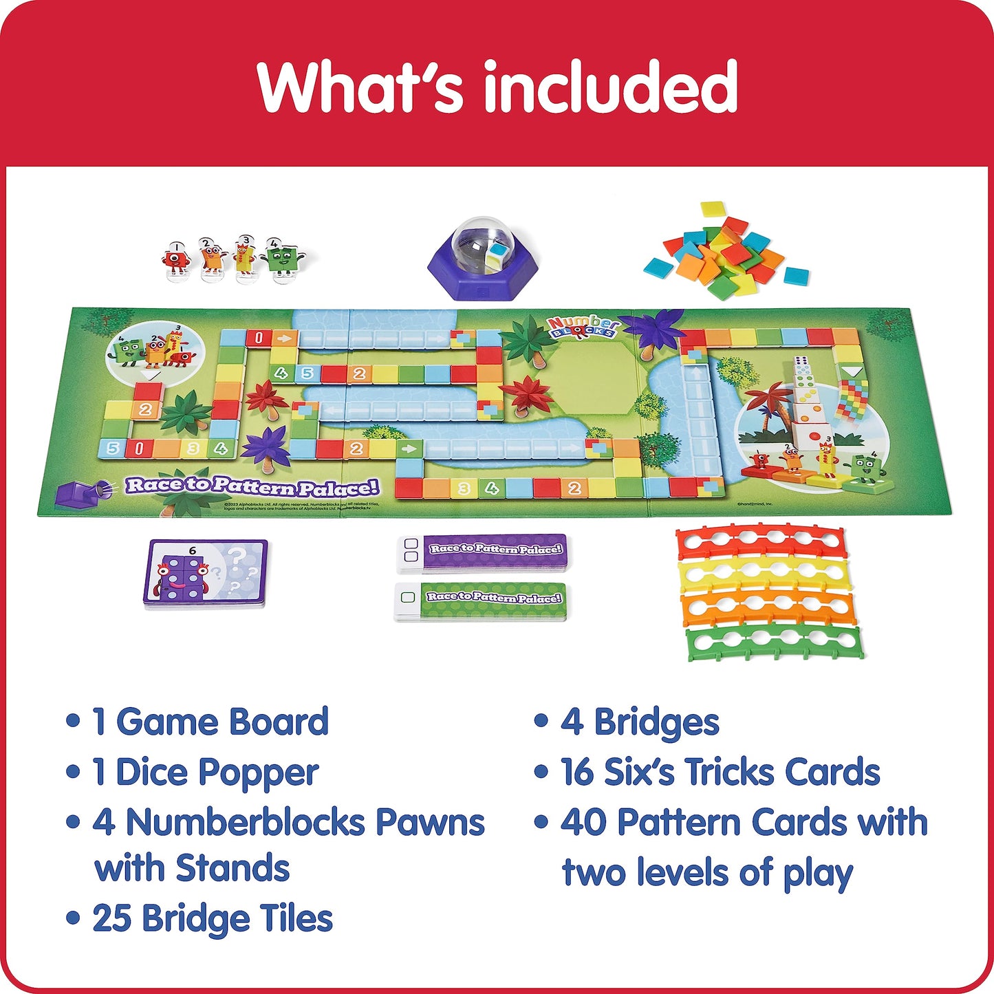 hand2mind Numberblocks Race to Pattern Palace! Board Game, Educational Board Games, Numbers for Toddlers, Math Toys for Kids 3-5, Preschool Learning