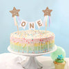 Gold Star Rainbow Cake Topper - First Birthday Pastel Rainbow Cake Topper, Shooting Star Cake Pick, Girl 1st Birthday Cake Decoration, Little Princess
