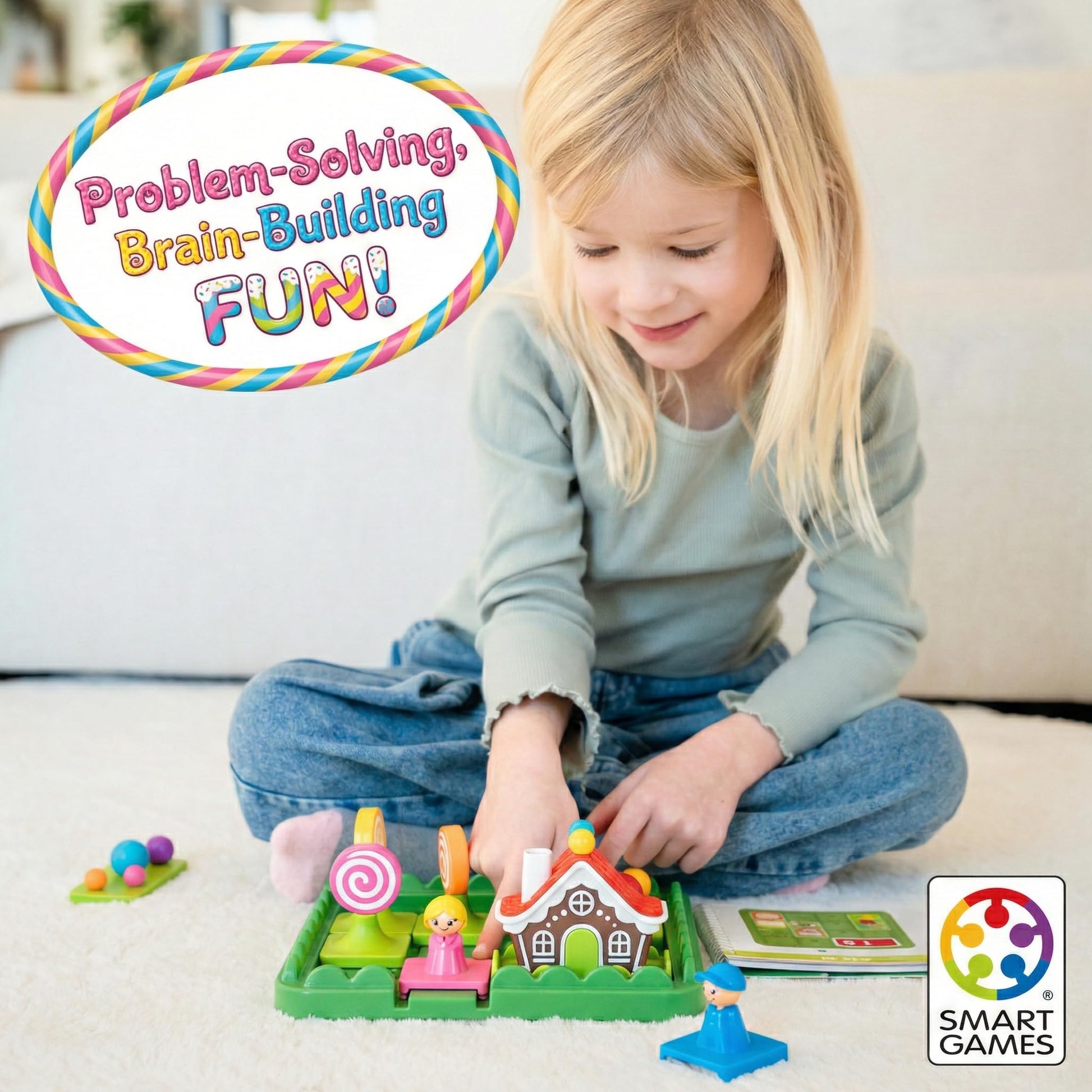 SmartGames Hansel & Gretel's Candy Adventure - Sliding Logic Puzzle with Storybook | 48 Challenges | Plan Ahead to Escape the Witch | Ages 4-7