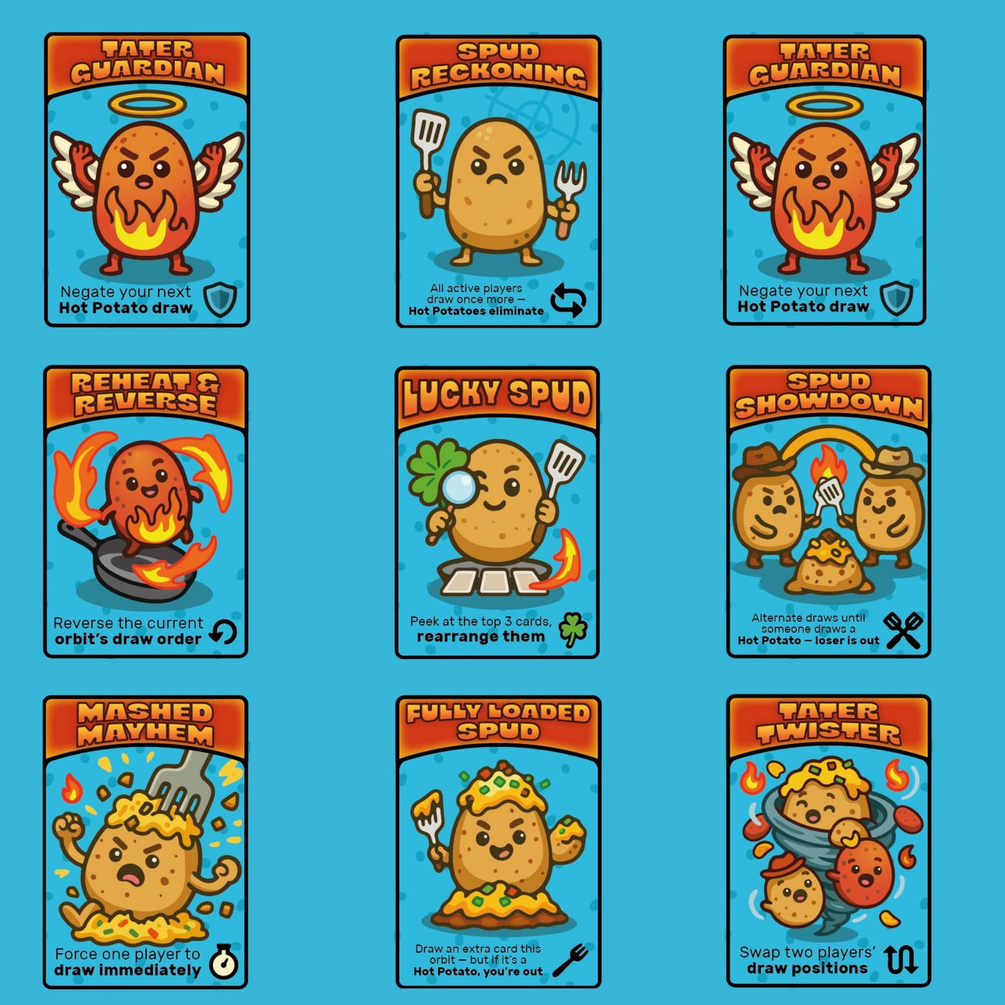 SNC Games Hot Potato Showdown - Fast Party Card Game | 3-8 Players, Ages 13+, 2-10 Minutes | Draw, Dodge & Dueling Potatoes | Easy Family Game Night