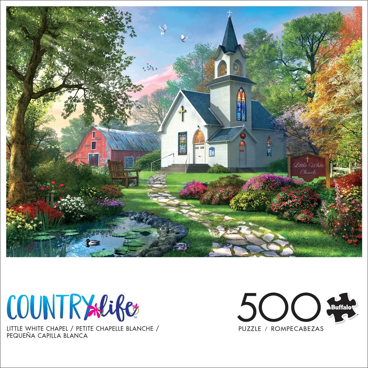 Buffalo Games - Little White Chapel - 500 Piece Jigsaw Puzzle for Adults