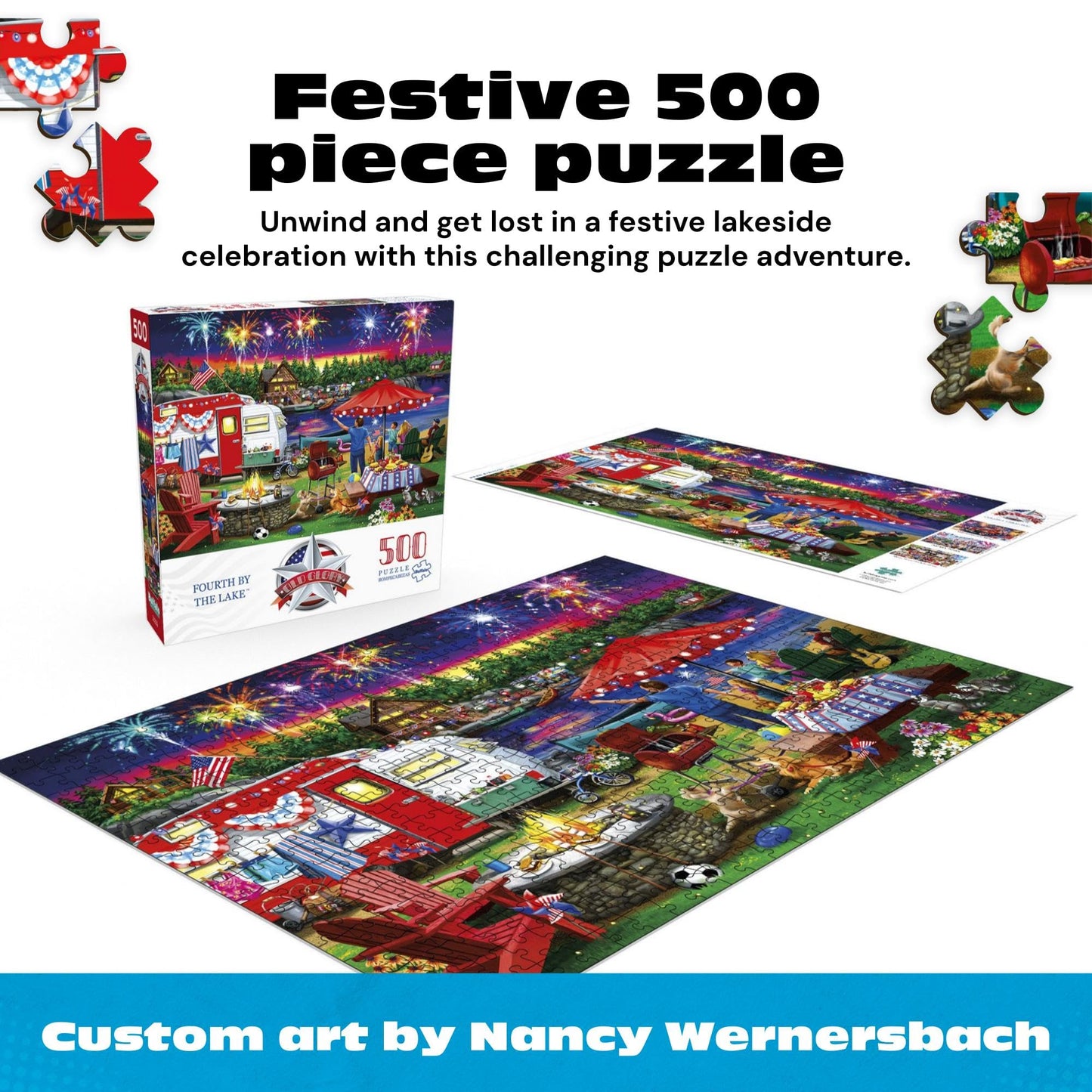 Buffalo Games - Fourth by the Lake - 500 Piece Jigsaw Puzzle for Adults