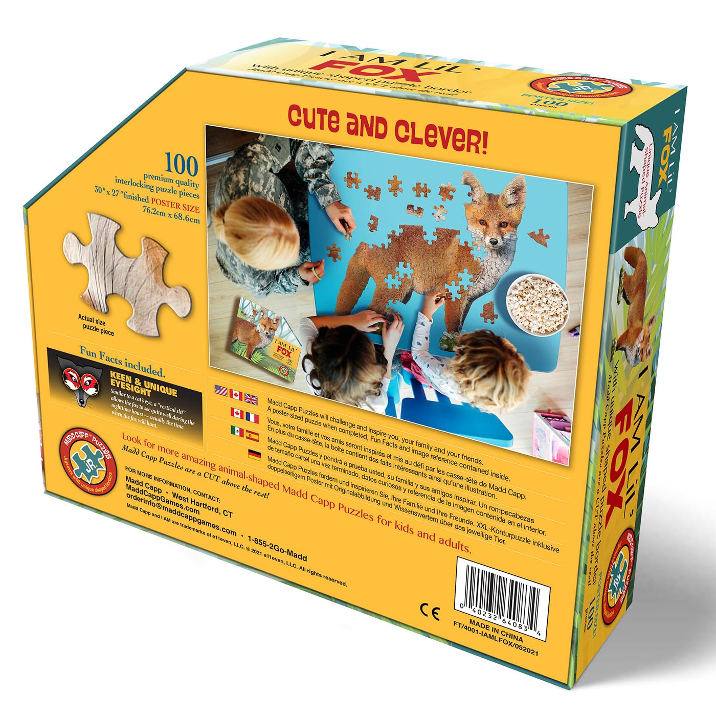 Madd Capp LiL' FOX 100 Piece Jigsaw Puzzle For Ages 5+ - 4001 - Unique Animal-Shaped Border, Poster Size when completed, Puzzle Pieces Are Oversized