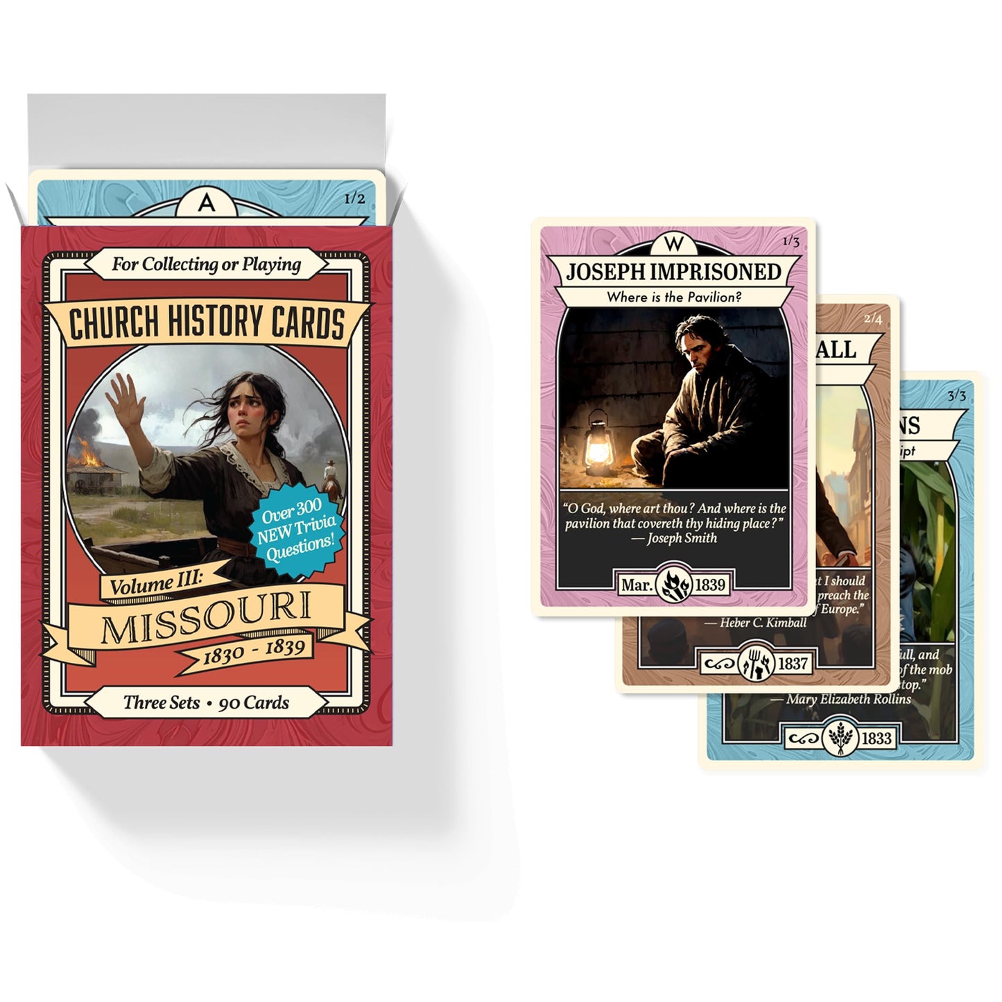 Church History Cards Latter-Day Saints Volume III: Missouri | Standalone Game | 90 Cards | Over 300 New Trivia Questions | Cards for Collecting