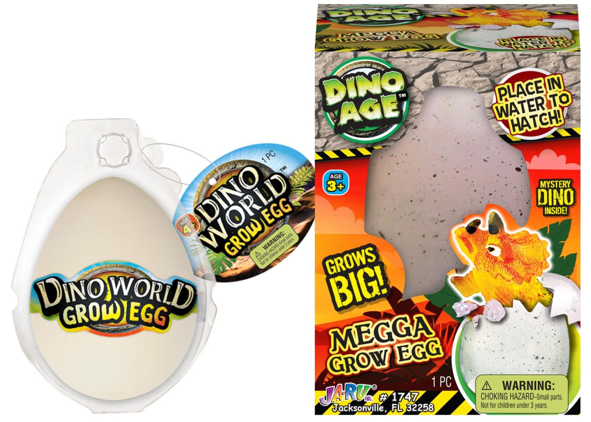 JA-RU Dino Age Giant Hatching Dinosaur Eggs (1 Giant + 1 Original) - Water Growing Toys for Kids, Educational Science Toy, Dinosaur Party Favors